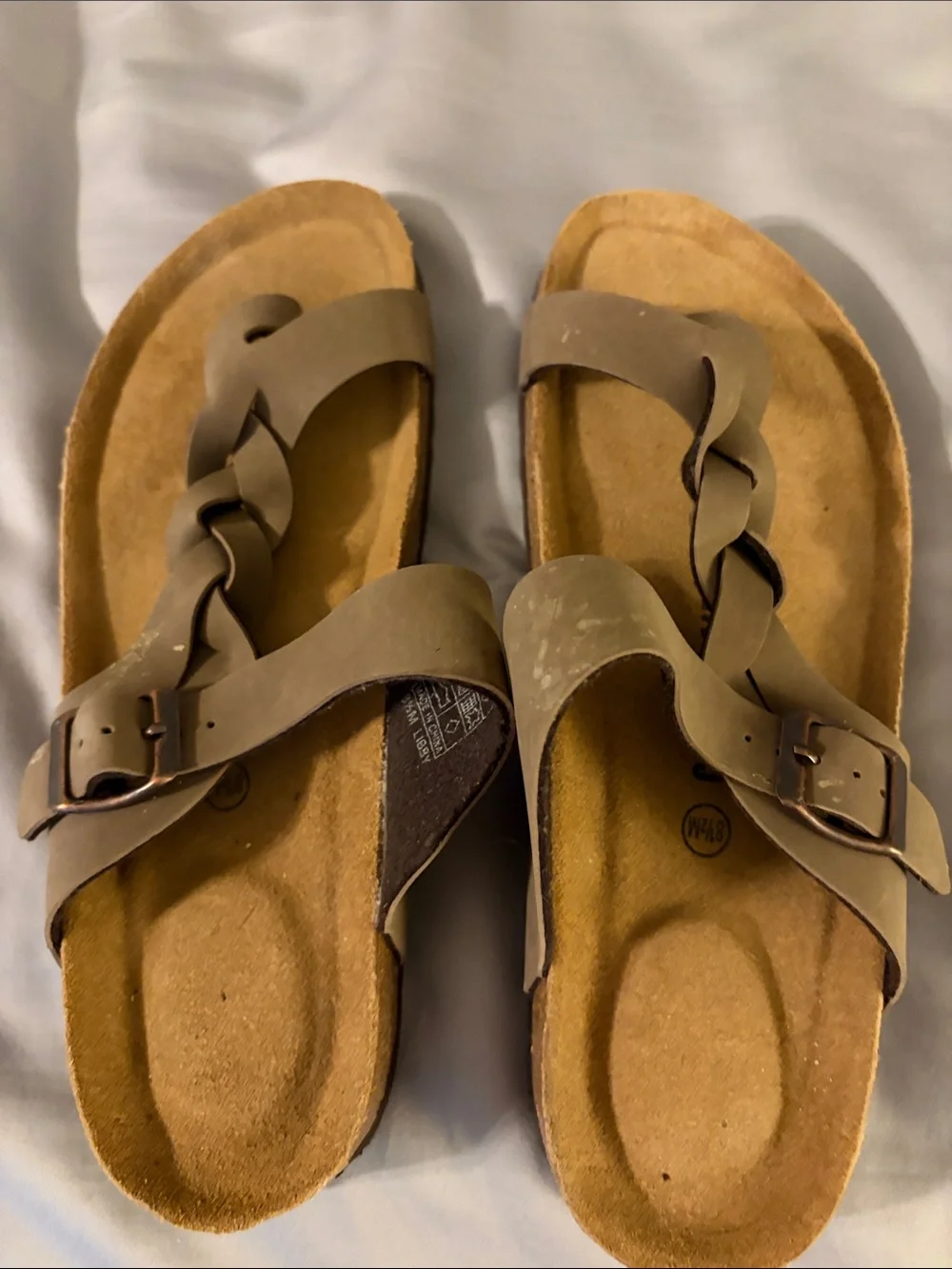 Women's Braided Strap Buckle Sandals in Taupe